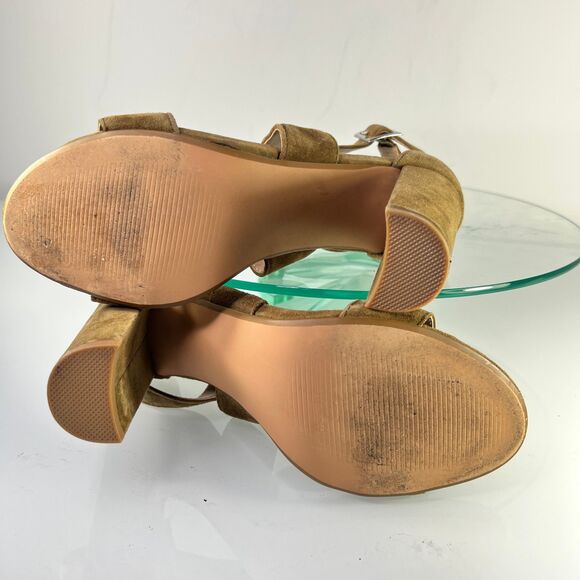 Steve Madden Caliopi High Heel Sandal Brown Suede Cross Straps buckle - Picture 11 of 12